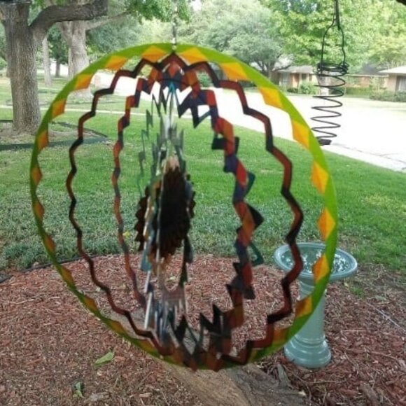 Wind Spinner Mandala Sun Flower 12 inches – 3D Stainless Steel – Laser Cut - Picture 2 of 2